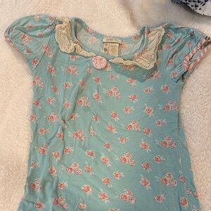 Matilda Jane Blue Floral Kids Tee with Lace